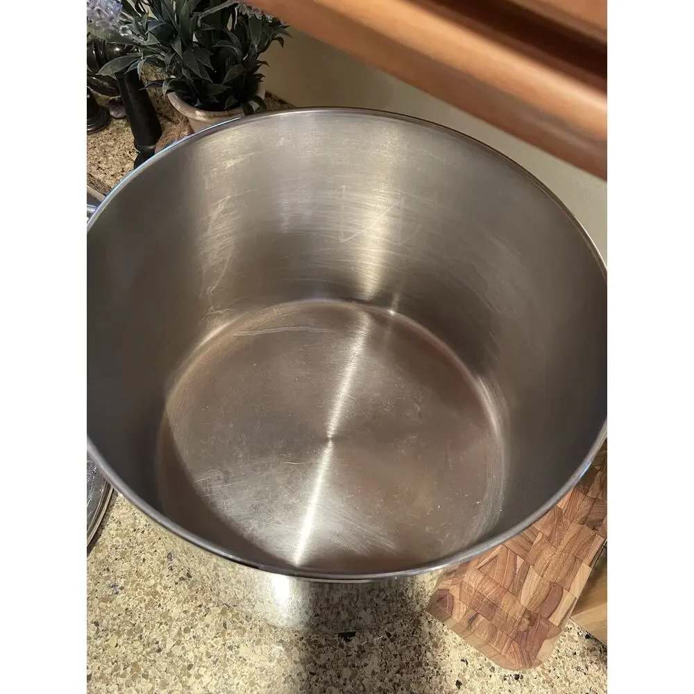 Vintage Revere Ware 16 Qt Stock Pot w/Lid Stainless Steel Copper Bottom Clinton - Picture 6 of 9